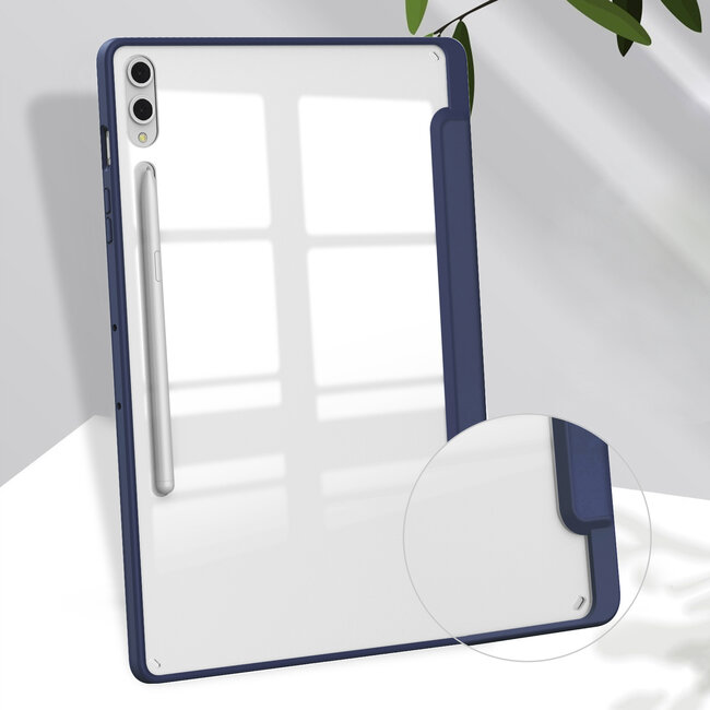 Case2go - Tablet hoes geschikt voor Samsung Galaxy Tab S9 Plus/S9 FE Plus (2023) - Acrylic Trifold case met Auto/Wake functie en Magneetsluiting - Donker Blauw