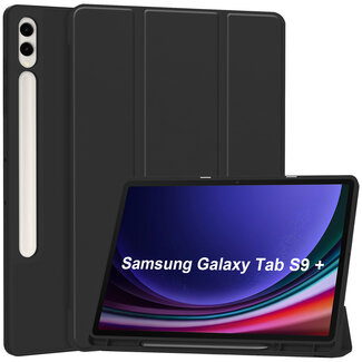 Case2go Case2go - Tablet hoes geschikt voor Samsung Galaxy Tab S9 Plus (2023) - Tri-fold Case - Met Pencilhouder - Zwart