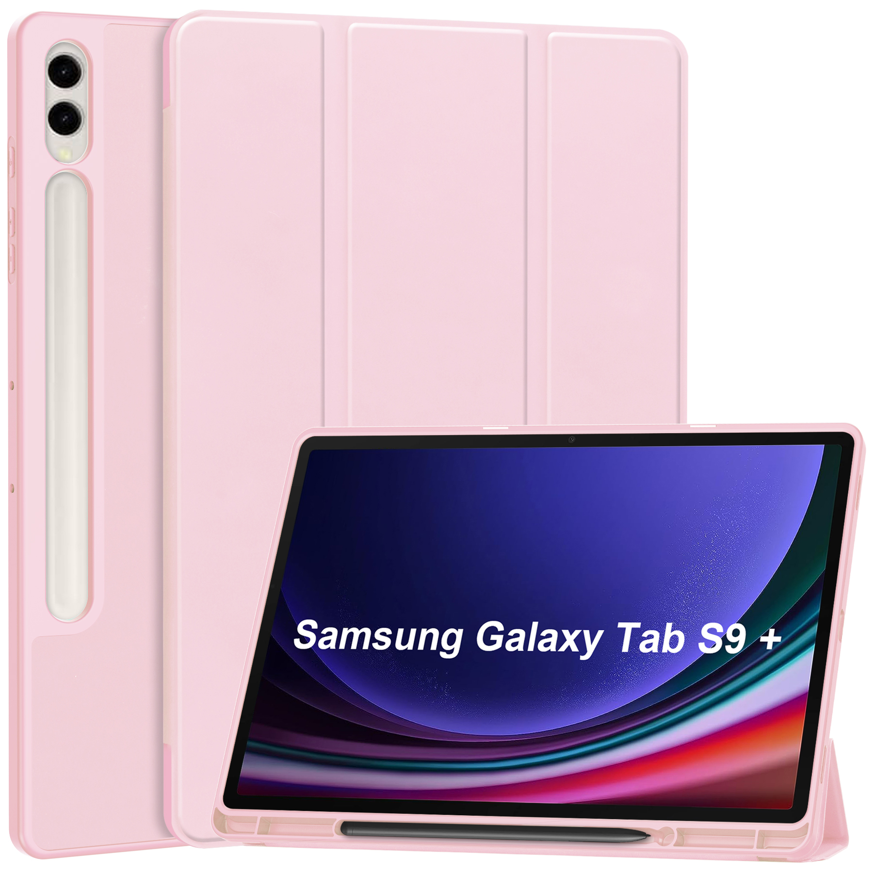 Case2go - Tablet hoes geschikt voor Samsung Galaxy Tab S9 Plus (2023) - Tri-fold Case - Met Pencilhouder - Licht Blauw afbeelding