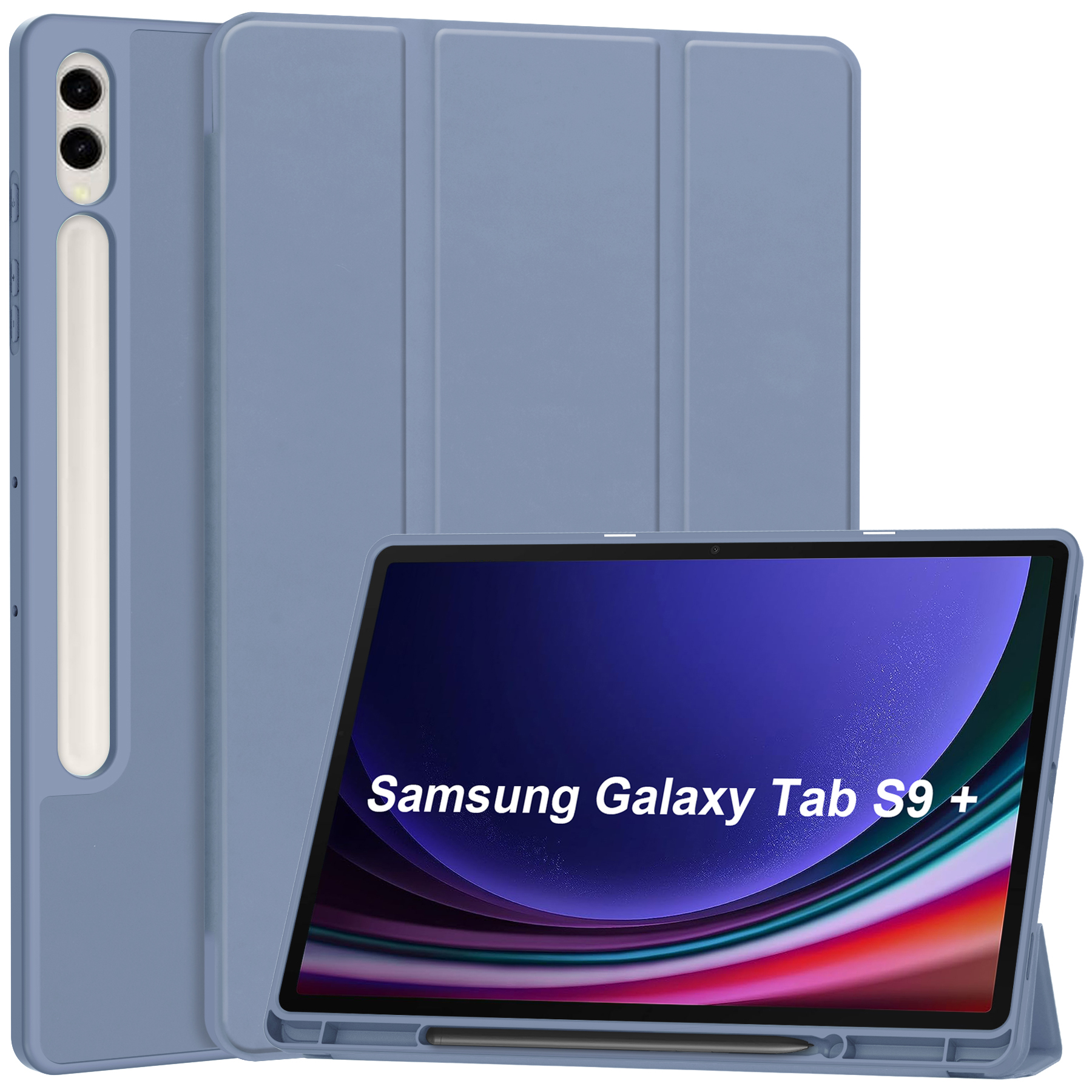 Case2go - Tablet hoes geschikt voor Samsung Galaxy Tab S9 Plus (2023) - Tri-fold Case - Met Pencilhouder - Roze afbeelding