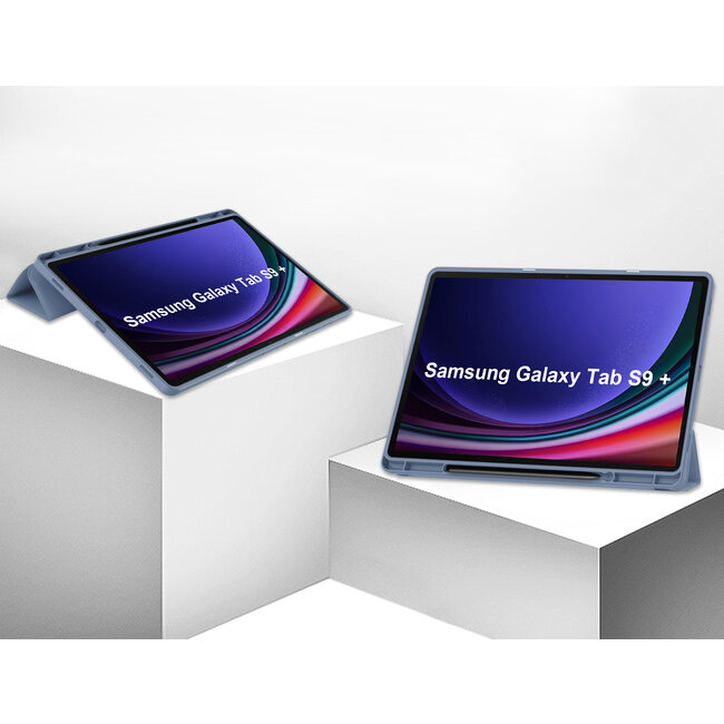 Case2go - Tablet hoes geschikt voor Samsung Galaxy Tab S9 Plus (2023) - Tri-fold Case - Met Pencilhouder - Roze