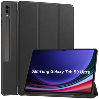 Case2go Case2go - Tablet hoes geschikt voor Samsung Galaxy Tab S9 Ultra (2023) - Auto Wake/Sleep functie - Tri-Fold Book Case met penhouder - Zwart