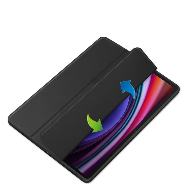 Case2go - Tablet hoes geschikt voor Samsung Galaxy Tab S9/S9 FE (2023) - Acrylic Trifold case met Auto/Wake functie en Magneetsluiting - Zwart