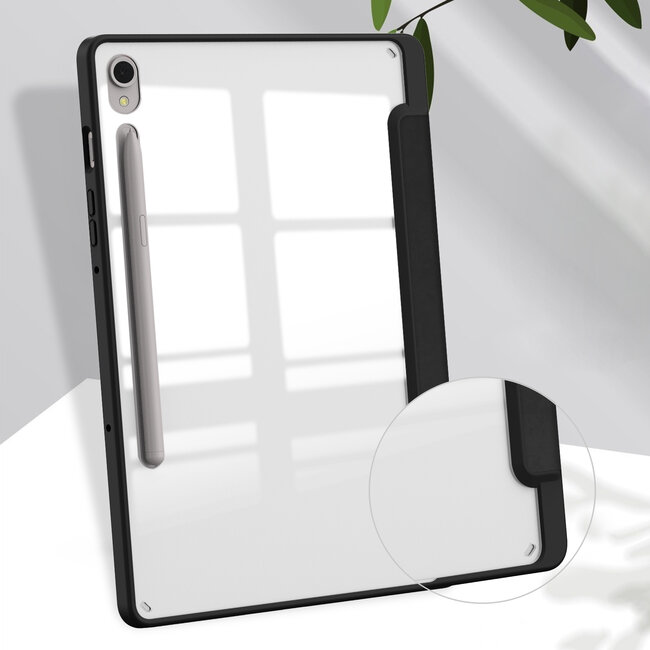 Case2go - Tablet hoes geschikt voor Samsung Galaxy Tab S9/S9 FE (2023) - Acrylic Trifold case met Auto/Wake functie en Magneetsluiting - Zwart