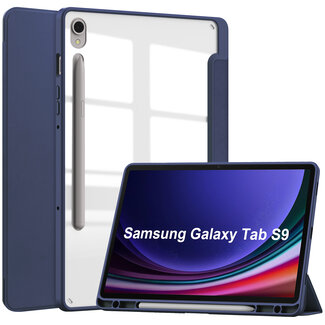 Case2go Case2go - Tablet hoes geschikt voor Samsung Galaxy Tab S9/S9 FE (2023) - Acrylic Trifold case met Auto/Wake functie en Magneetsluiting - Donker Blauw
