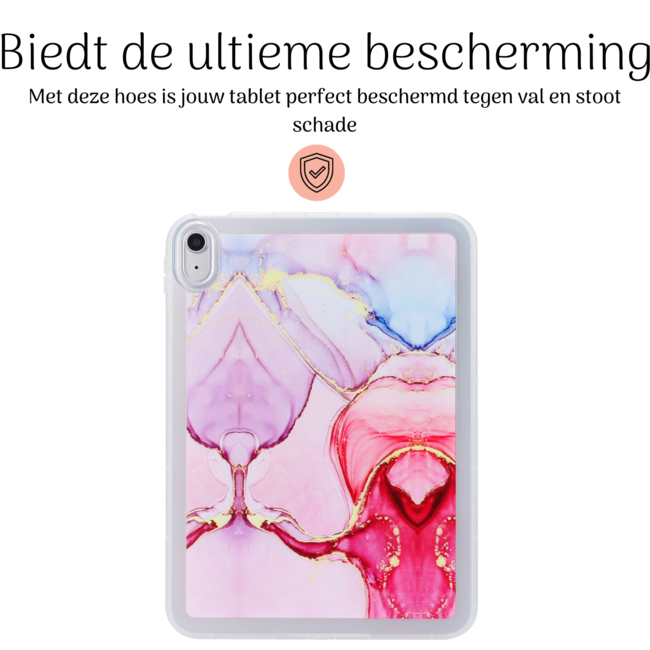 Hoozey - Tablet hoes geschikt voor Apple iPad Pro 11 (2022/2021/2020/2018) - Tablet hoes - Marmer print - Roze