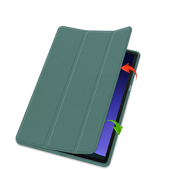 Case2go - Tablet hoes geschikt voor Samsung Galaxy Tab S9 (2023) - Auto Wake/Sleep functie - Tri-Fold Book Case met penhouder - Donker Groen