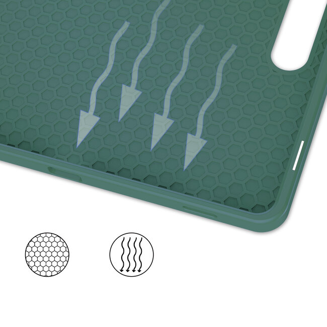 Case2go - Tablet hoes geschikt voor Samsung Galaxy Tab S9 (2023) - Auto Wake/Sleep functie - Tri-Fold Book Case met penhouder - Donker Groen