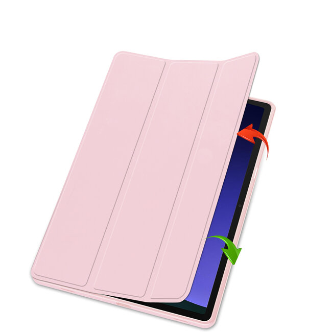 Case2go - Tablet hoes geschikt voor Samsung Galaxy Tab S9 (2023) - Auto Wake/Sleep functie - Tri-Fold Book Case met penhouder - Roze