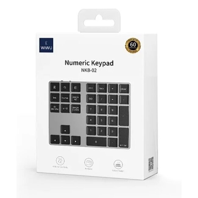 WiWu - Numeriek toetsenbord - Numpad - 34 toetsen - Draadloos - Type C aansluiting - Space Grey