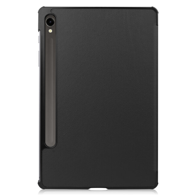 Tablethoes en Screenprotector geschikt voor Samsung Galaxy Tab S9 (2023) - Tri-fold hoes met Auto/Wake functie en Magnetische sluiting - Zwart