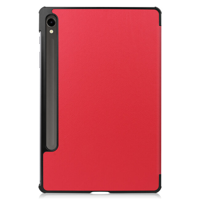 Tablethoes en Screenprotector geschikt voor Samsung Galaxy Tab S9 (2023) - Tri-fold hoes met Auto/Wake functie en Magnetische sluiting - Rood