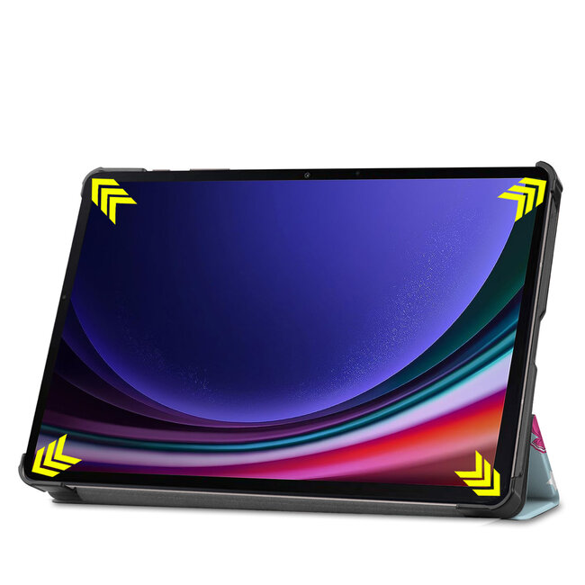 Tablethoes en Screenprotector geschikt voor Samsung Galaxy Tab S9 (2023) - Tri-fold hoes met Auto/Wake functie en Magnetische sluiting - Eenhoorn