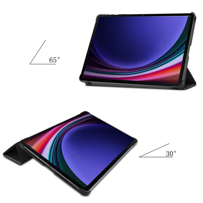 Tablethoes en Screenprotector geschikt voor Samsung Galaxy Tab S9 (2023) - Tri-fold hoes met Auto/Wake functie en Magnetische sluiting - Don't Touch Me