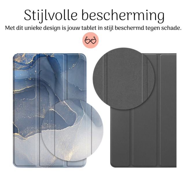 Hoozey - Tablet hoes geschikt voor Apple Apple iPad Mini 6 (2021) / Mini 7 (2024) - 8.3 inch - Sleep cover - Marmer print - Donker Blauw