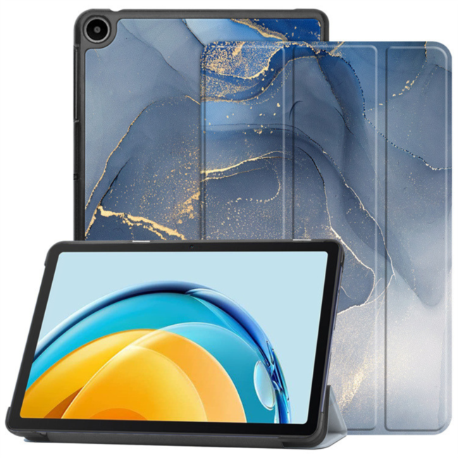 Hoozey - Tablet hoes geschikt voor Apple iPad Air 5/4 (2022/2020) - 10.9 inch - Sleep cover - Marmer print - Donker Blauw