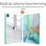 Hoozey - Tablet hoes geschikt voor Apple iPad Pro 11 (2022/2021/2020) - 11 inch - Sleep cover met pencil houder - Marmer print - Licht Groen