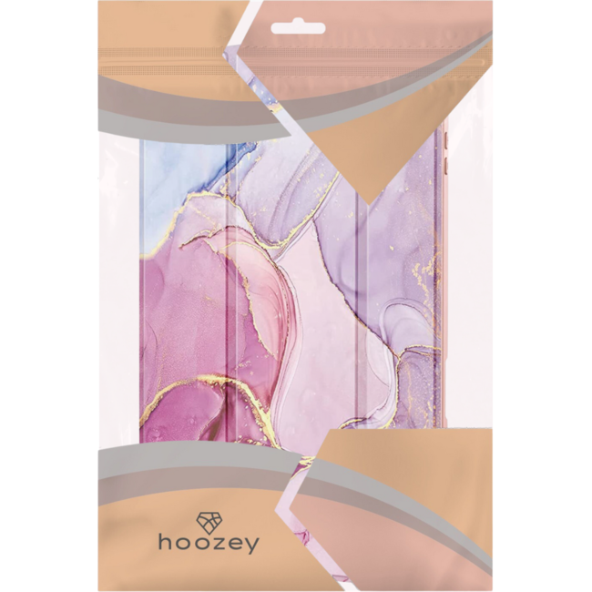 Hoozey - Tablet hoes geschikt voor Apple iPad Air 11 (2024) / Apple Apple iPad Air 11 (2024) / Apple iPad Air 10.9 (2022) - Sleep cover met pencil houder - Marmer print - Roze