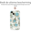 Hoozey - Hoesje geschikt voor Apple iPhone 14 - Flower Print - Goud / Blauw