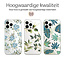 Hoozey - Hoesje geschikt voor Apple iPhone 14 Plus - Flower Print - Blauw / Goud