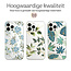 Hoozey - Hoesje geschikt voor Apple iPhone 14 Pro Max - Flower Print - Goud / Blauw