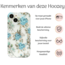 Hoozey - Hoesje geschikt voor Apple iPhone 14 Pro Max - Flower Print - Goud / Blauw