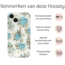 Hoozey - Hoesje geschikt voor Apple iPhone 14 Pro - Flower Print - Goud / Blauw