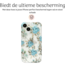 Hoozey - Hoesje geschikt voor Apple iPhone 14 Pro - Flower Print - Goud / Blauw