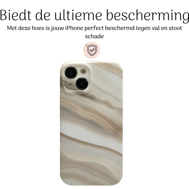 Hoozey - Hoesje geschikt voor Apple iPhone 14 - Marble Print - Licht Bruin