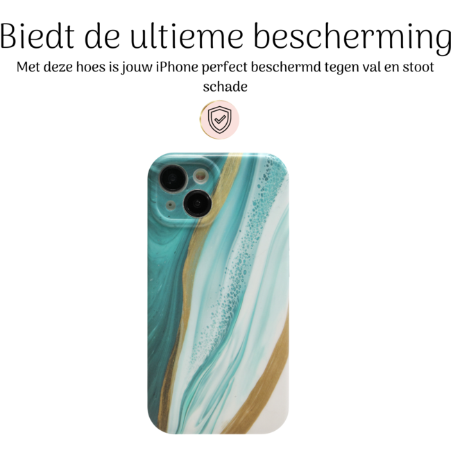 Hoozey - Hoesje geschikt voor Apple iPhone 14 Plus - Marble Print - Groen