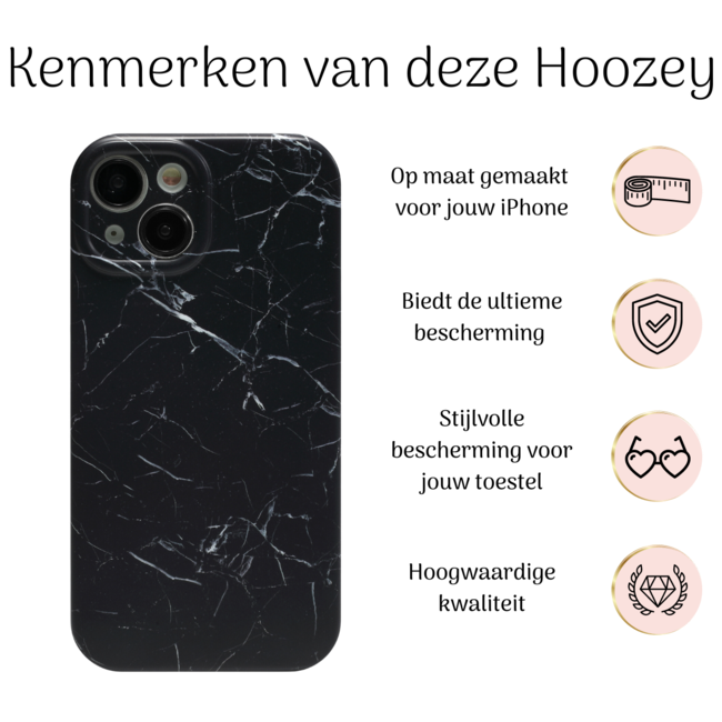 Hoozey - Hoesje geschikt voor Apple iPhone 14 - Marble Print - Zwart