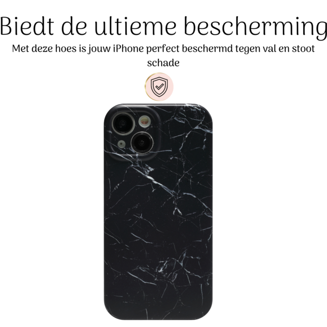 Hoozey - Hoesje geschikt voor Apple iPhone 14 - Marble Print - Zwart