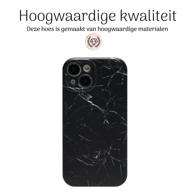 Hoozey - Hoesje geschikt voor Apple iPhone 14 - Marble Print - Zwart