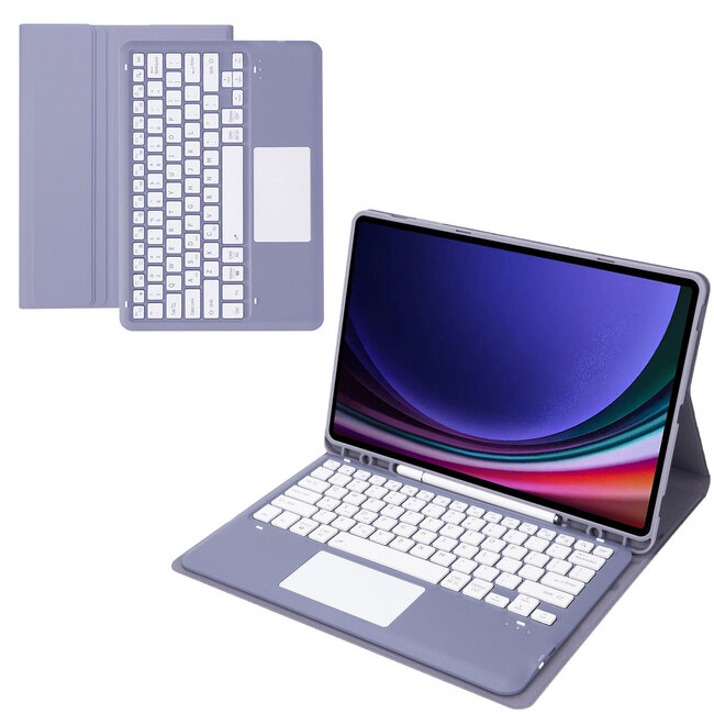 Case2go - Bluetooth Toetsenbord Hoes voor Samsung Galaxy Tab S10 Plus / S9 FE Plus / S9 Plus (12.4 inch) – Met Pencil Houder & Auto Wake/Sleep - Paars