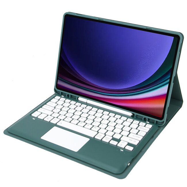 Case2go - Bluetooth Toetsenbord Hoes voor Samsung Galaxy Tab S10 Plus / S9 FE Plus / S9 Plus (12.4 inch) – Met Pencil Houder & Auto Wake/Sleep - Groen