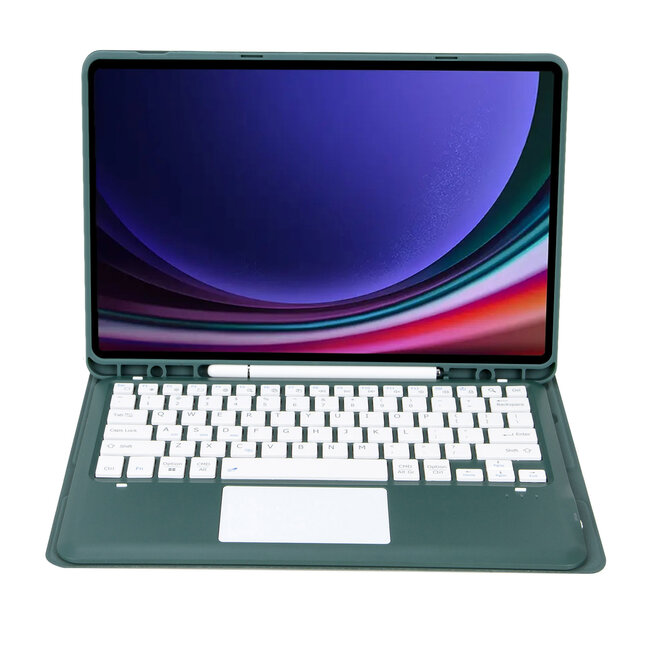Case2go - Bluetooth Toetsenbord Hoes voor Samsung Galaxy Tab S10 Plus / S9 FE Plus / S9 Plus (12.4 inch) – Met Pencil Houder & Auto Wake/Sleep - Groen