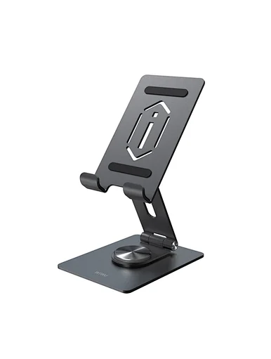 WIWU - Draaibare Desktop Standaard geschikt voor telefoon en tablet - Zwart afbeelding