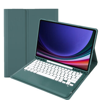 Case2go Case2go - Bluetooth Toetsenbord voor Samsung Galaxy Tab S10 Plus / Tab S9 Plus / Tab S9 FE Plus - 12.4 Inch - Met stylus pen houder - QWERTY Keyboard case - Groen