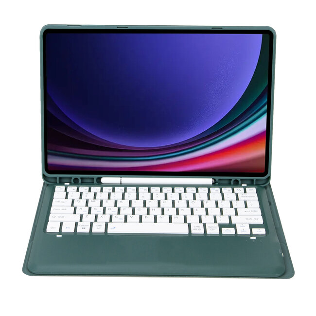 Case2go - Bluetooth Toetsenbord voor Samsung Galaxy Tab S10 Plus / Tab S9 Plus / Tab S9 FE Plus - 12.4 Inch - Met stylus pen houder - QWERTY Keyboard case - Groen