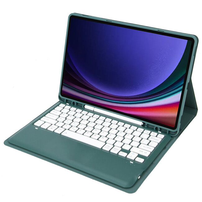 Case2go - Bluetooth Toetsenbord voor Samsung Galaxy Tab S10 Plus / Tab S9 Plus / Tab S9 FE Plus - 12.4 Inch - Met stylus pen houder - QWERTY Keyboard case - Groen