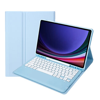 Case2go Case2go - Bluetooth Toetsenbord voor Samsung Galaxy Tab S9 Plus/S9 FE Plus (2023) - Met stylus pen houder - QWERTY Keyboard case - Licht Blauw