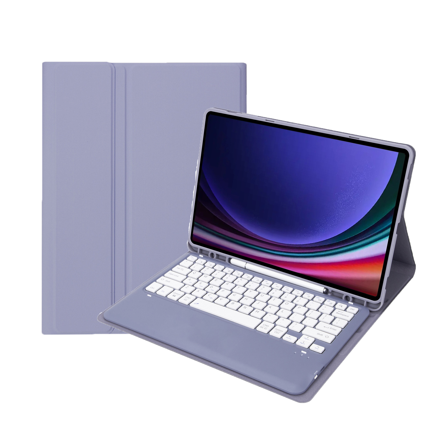 Case2go - Bluetooth Toetsenbord voor Samsung Galaxy Tab S10 Plus / Tab S9 Plus / Tab S9 FE Plus - 12.4 Inch - Met stylus pen houder - QWERTY Keyboard case - Paars afbeelding