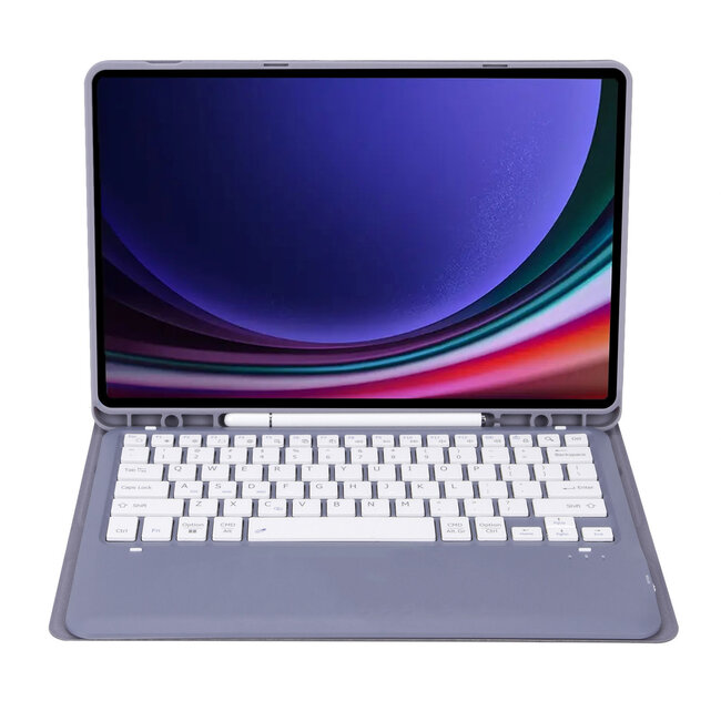 Case2go - Bluetooth Toetsenbord voor Samsung Galaxy Tab S10 Plus / Tab S9 Plus / Tab S9 FE Plus - 12.4 Inch - Met stylus pen houder - QWERTY Keyboard case - Paars