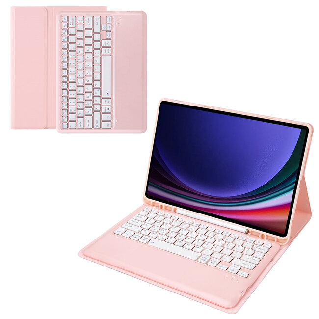 Case2go - Bluetooth Toetsenbord voor Samsung Galaxy Tab S10 Plus / Tab S9 Plus / Tab S9 FE Plus - 12.4 Inch - Met stylus pen houder - QWERTY Keyboard case - Roze