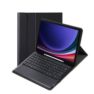 Case2go Case2go - Bluetooth Toetsenbord voor Samsung Galaxy Tab S9 Plus/S9 FE Plus (2023) - Met stylus pen houder - QWERTY Keyboard case - Zwart