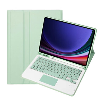 Case2go Case2go -  Bluetooth Toetsenbord geschikt voor Samsung Galaxy Tab S9/S9 FE (2023) - Met stylus pen houder en Touchpad - QWERTY Keyboard case - Mint Groen