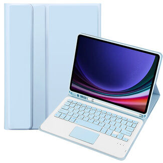 Case2go Case2go -  Bluetooth Toetsenbord geschikt voor Samsung Galaxy Tab S9/S9 FE (2023) - Met stylus pen houder en Touchpad - QWERTY Keyboard case - Licht Blauw