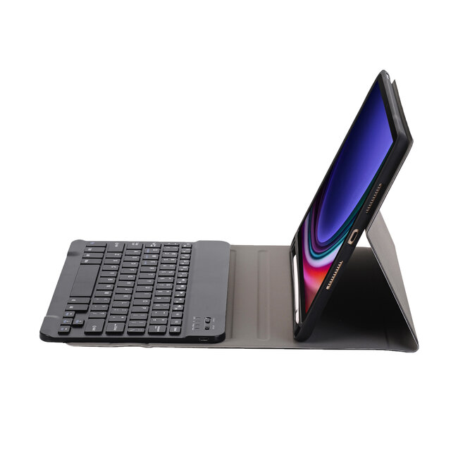 Case2go - Bluetooth Toetsenbord geschikt voor Samsung Galaxy Tab S9/S9 FE (2023) - Met stylus pen houder - QWERTY Keyboard case - Zwart