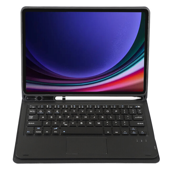 Case2go -  Bluetooth Toetsenbord geschikt voor Samsung Galaxy Tab S9/S9 FE (2023) - Met stylus pen houder en Touchpad - QWERTY Keyboard case - Zwart