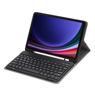 Case2go Case2go - Bluetooth Toetsenbord Hoes voor Samsung Galaxy Tab S9 Ultra (2023) - Met stylus pen houder - QWERTY Keyboard case - Zwart